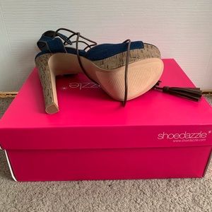 Shoe Dazzle Shoes - Blue jean strappy heels Shoe Dazzle Shoes - Blue jean strappy heels